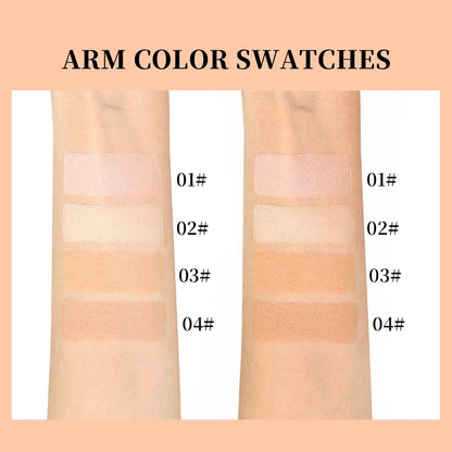 QIBEST Pressed Powder Oil-Control Long-Lasting Face Setting Powder Compact Powder Full Coverage Concealer Makeup Base Foundation