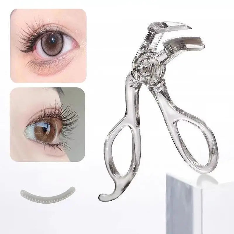 Blushimmer frameless eyelash curler with wide-angle clip and toothed comb for professional eye makeup curling, portable design