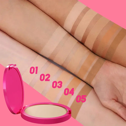 Blushimmer 4-color oil control matte face powder with full coverage pressed makeup, long-lasting flawless setting for all skin types.