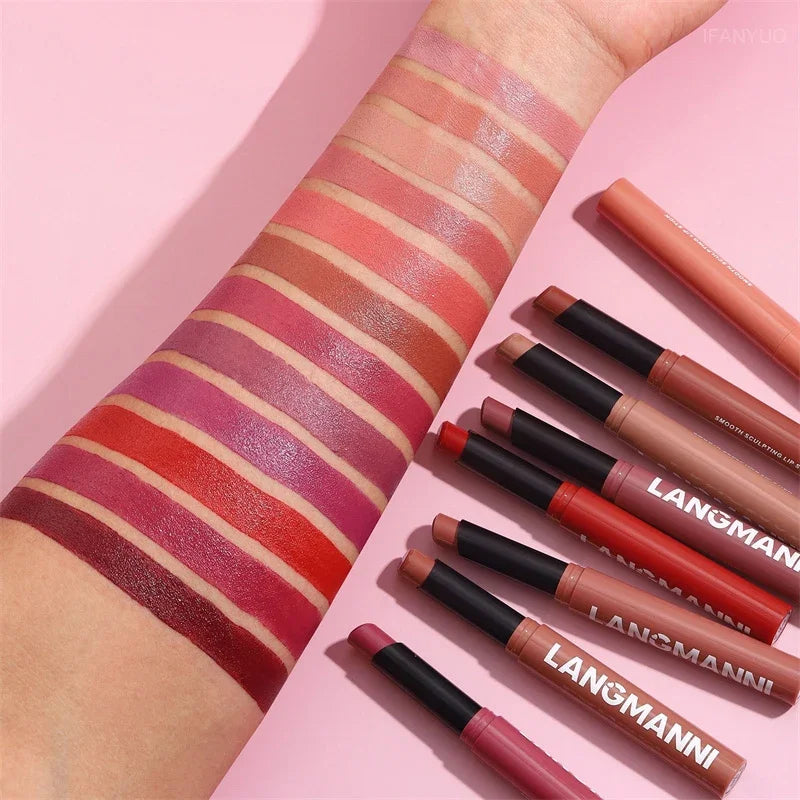 Blushimmer 12-color matte lipstick set with long-lasting, waterproof velvet finish and smooth non-fading lip color in a non-stick cup