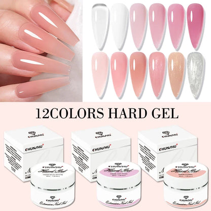 Blushimmer 30ML milky white hard gel for nail extension, self-leveling builder gel for reinforcement and camouflage manicure.