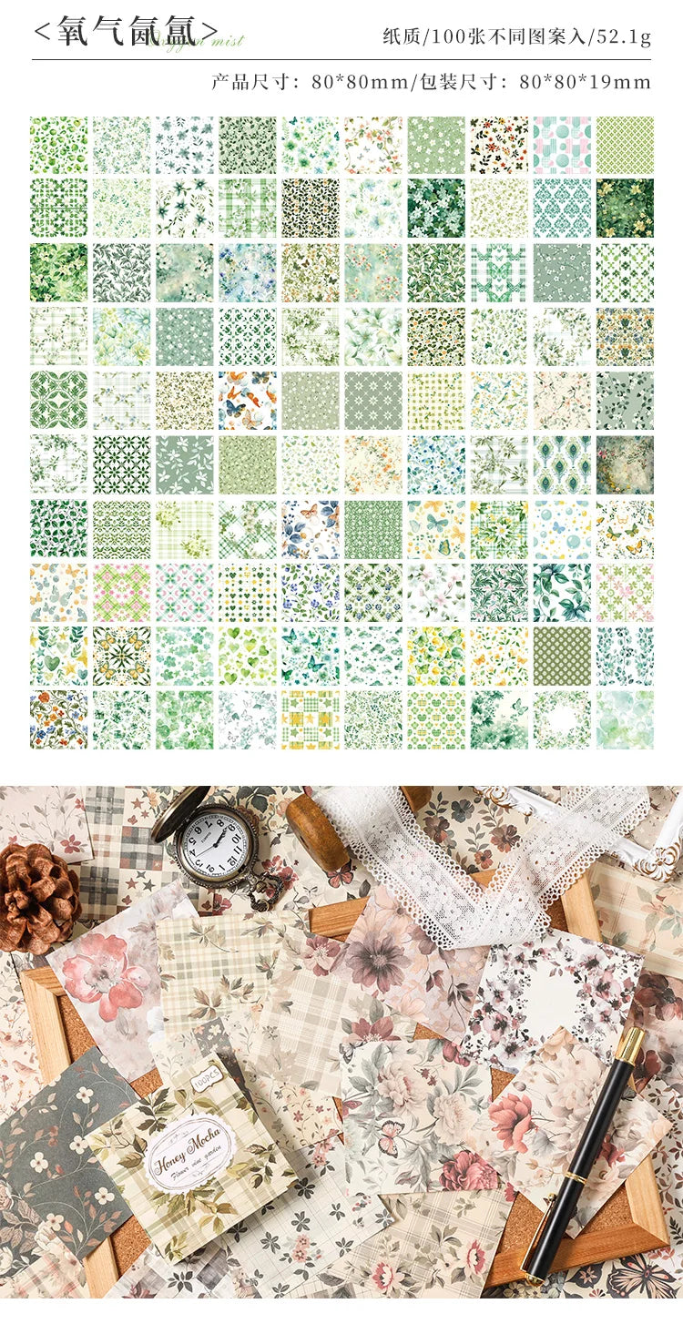 100pcs Vintage Paper Multi Style Deco Retro Stationery Supplies Writing Paper Junk Journal Label Scrapbooking Material Supplies