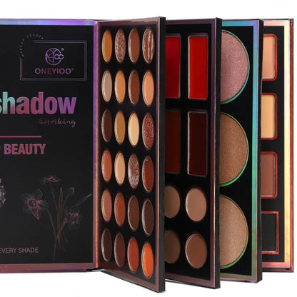 New 55-Color Eyeshadow Palette Lipstick Highlighter Contour Palette Professional Makeup Kit with Shimmer Matte Eye Shadows