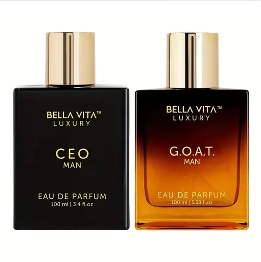 Bella Vita Luxury Elite men's perfume gift set by Blushimmer, featuring Sigma Male Series CEO and G.O.A.T. long-lasting Eau De Parfum