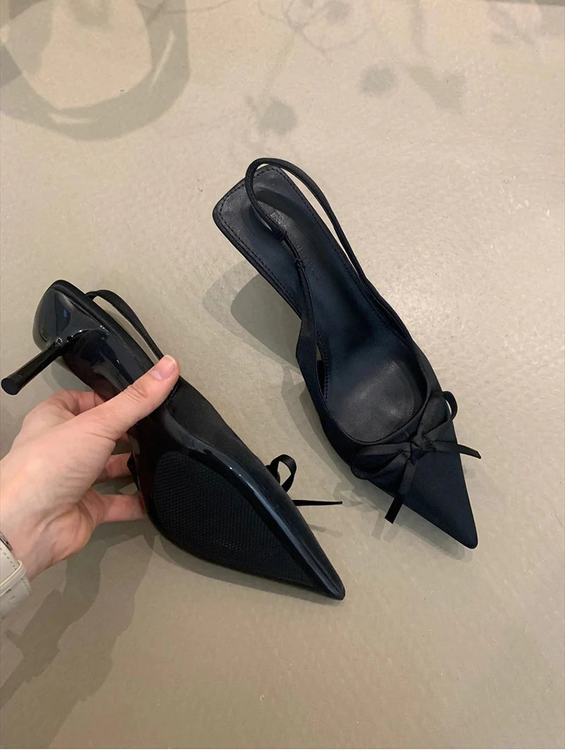 Summer Slip On High Heel Women Sandals Fashion Butterfly-knot Singbacks Pumps Stripper Party Female Sandalias