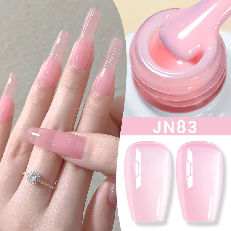 Blushimmer Born Pretty Jelly Nude gel nail polish in light pink peach, 10ml, translucent UV cure gel for nail art at home