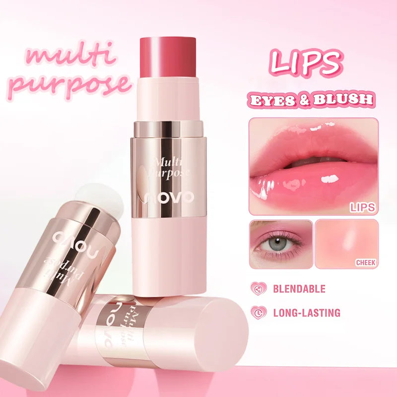 Blushimmer multi-use cream blush stick for eyes, lips, and cheeks with smooth, blendable, waterproof formula and nourishing, moisturizing texture.