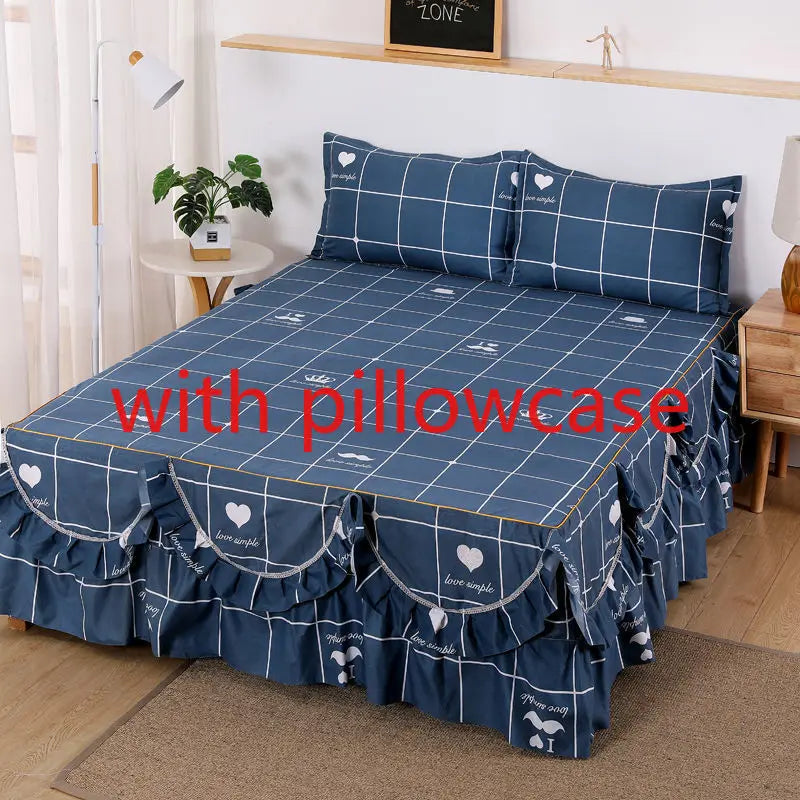 Bed Sheet 3pcs with Pillowcase Household Fashion Washable Skin-friendly Soft Bedding Luxury Bedroom Students Adults Bedspread