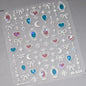 Colorful Cat's Eye 5D Gradient European love heart gem nail art stickers with geometric wing designs for manicure decoration.