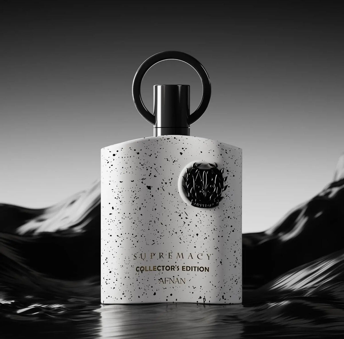 A bottle of Afnan Supremacy Collector's Edition men's Eau De Parfum in 3.4 oz with elegant packaging.
