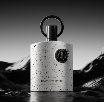 A bottle of Afnan Supremacy Collector's Edition men's Eau De Parfum in 3.4 oz with elegant packaging.