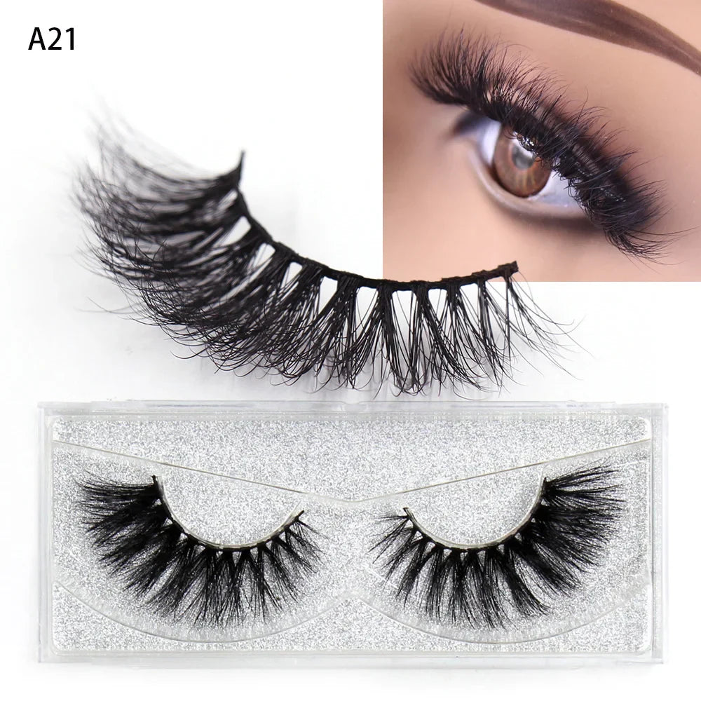 Blushimmer LEHUAMAO 5D Mink Hair False Eyelashes with wispy cross design, fluffy and natural-looking for makeup enhancement.