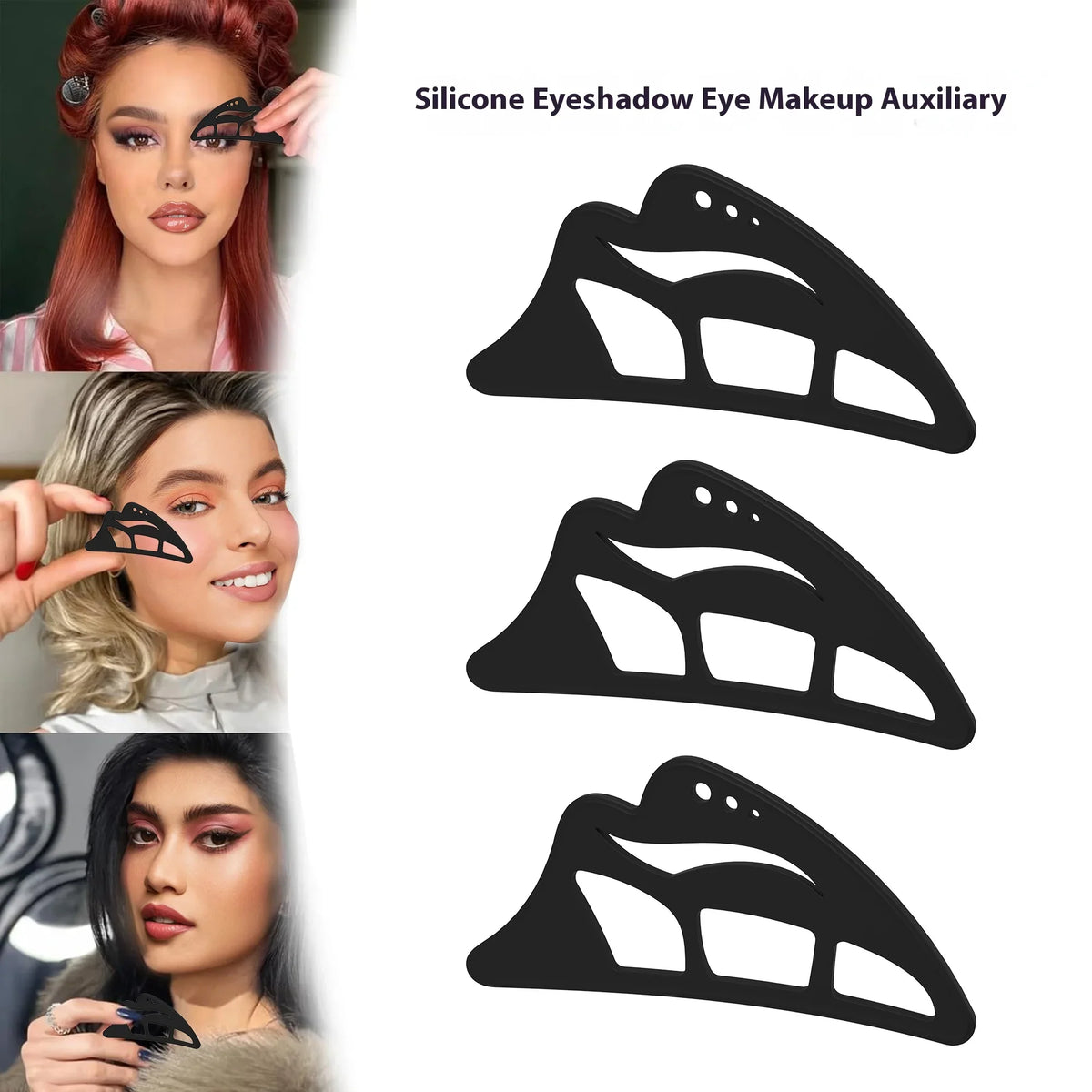 Blushimmer female eye shadow tool set with multi-function makeup templates for quick, easy eye makeup application for beginners.