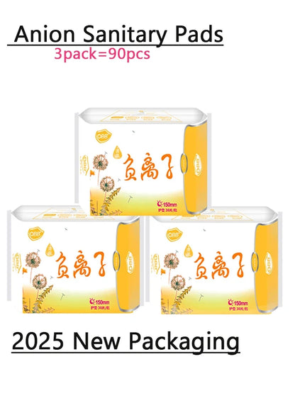 90Pcs/3Pack Anion Sanitary Pads Kill Bacteria Panty Liner Anti Inflammation Remove Yeast Infection Menstrual Pad Anion Sanitary