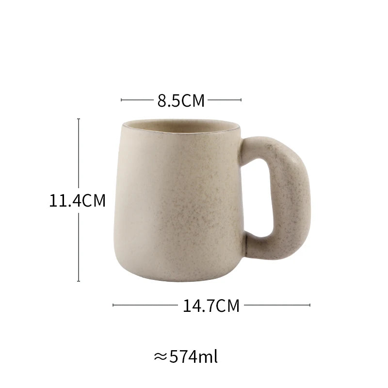 300/600ml Japanese Stoneware Retro Coffee Mug Breakfast Milk Oatmeal Cups Office Couple Water Mug Design Style Mug Birthday Gift