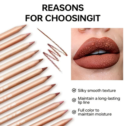 Blushimmer matte nude lip liner pencil with waterproof, smudge-proof, long-lasting creamy formula for precise lip definition.