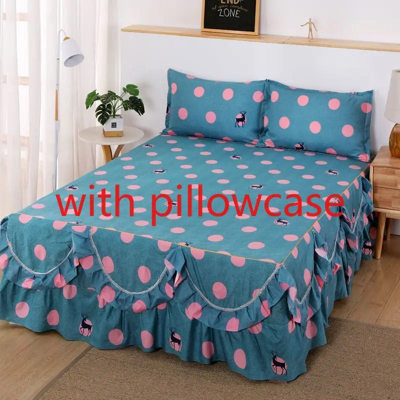 Bed Sheet 3pcs with Pillowcase Household Fashion Washable Skin-friendly Soft Bedding Luxury Bedroom Students Adults Bedspread