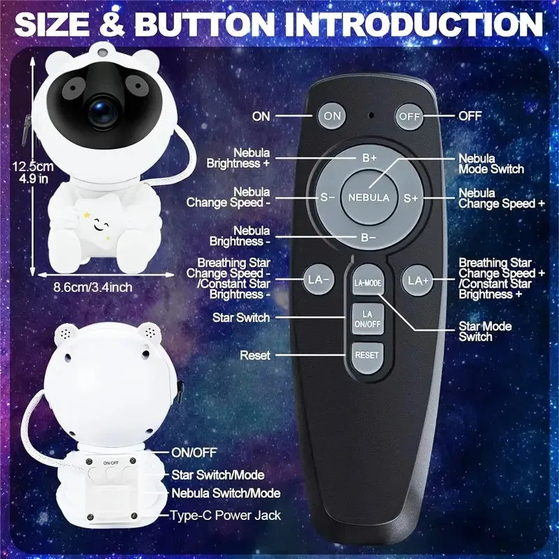Astronaut LED Star Projector Night Lights Galaxy Projectors with Remote Control Lamp for Bedroom Decor Kids Gift Starry Sky Lamp