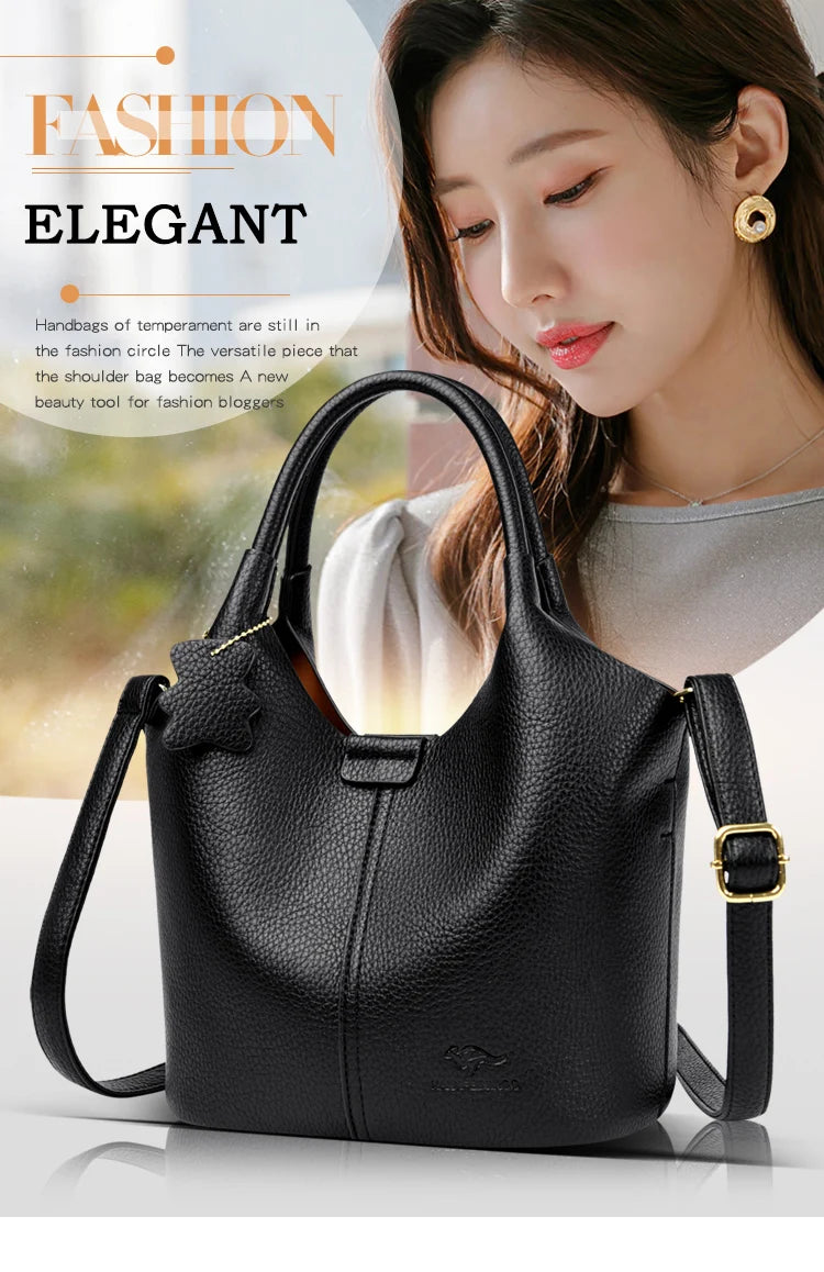 Soft Leather Handbags for Women Vintage Shoulder Bag Luxury Designer Ladies Large Capacity Bags Sac A Main