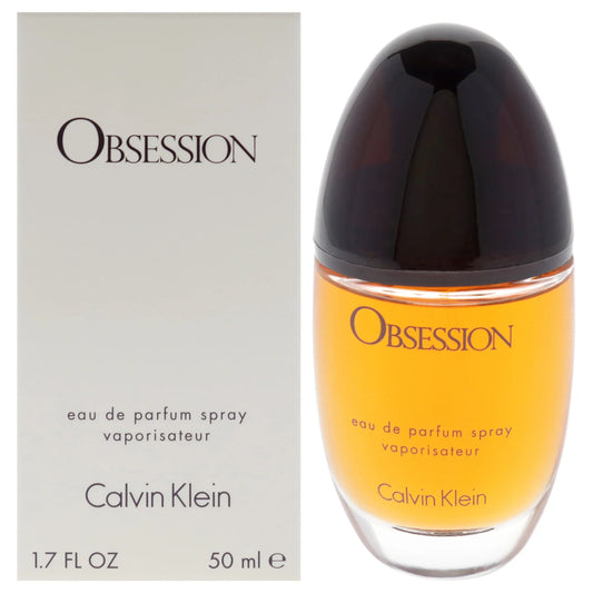 Calvin Klein Obsession women's 1.7 oz EDP spray bottle with sleek design and elegant packaging.