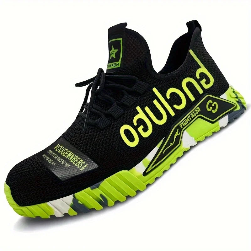 Steel Toe Anti-Puncture Men's Safety Shoes Reinforced Sole Slip Resistant Shoes Man Lightweight Breathable Men's Work Shoes