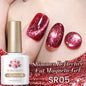 Silver shiny reflective cat magnetic gel nail polish by Blushimmer with glitter for UV and LED nail art, 10ml soak-off gel