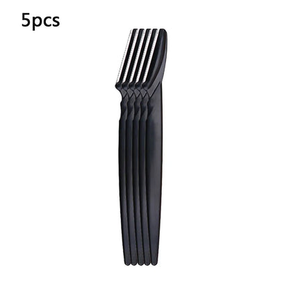 Blushimmer eyebrow trimmer with replacement blades, portable face razor for hair removal and eyebrow shaping, close-up view of blades