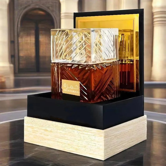 Premium Blushimmer Arabian Charm unisex fragrance spray with woody, fougère scent, long-lasting romantic pheromone cologne.