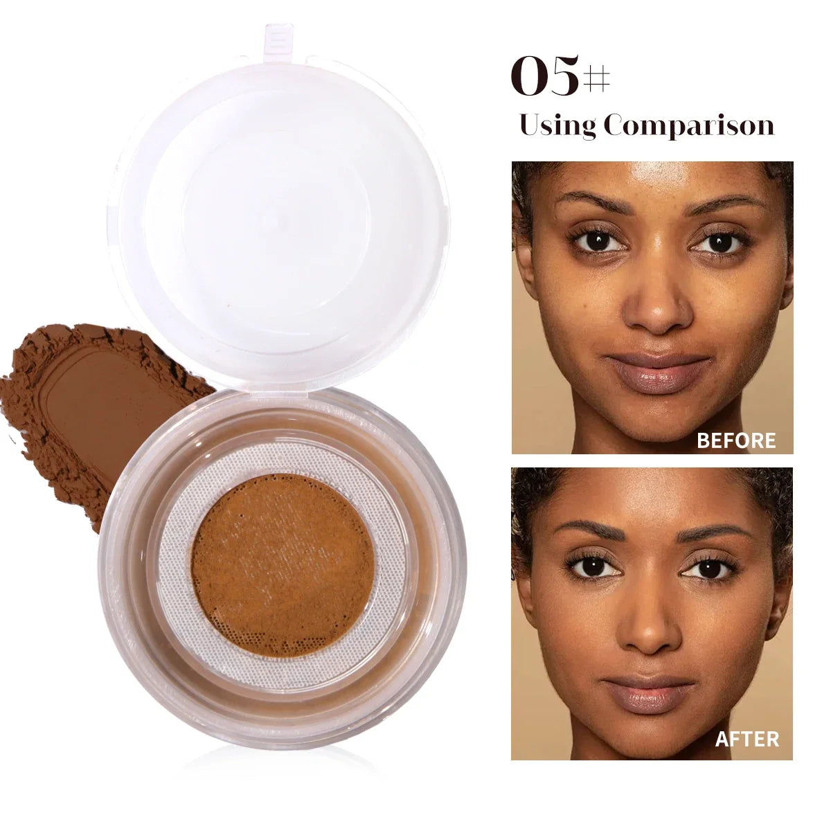Blushimmer Sweet Heart Powder airy loose setting powder in a soft pink container, oil-control, sweat-proof, waterproof finish.