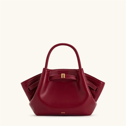 LPO women's brown canvas mini crossbody shoulder bag in wine red with adjustable strap and compact design.
