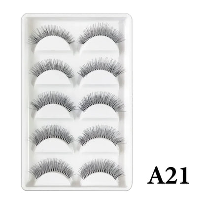 MIOFIA New 5 Pairs Fake Lashes D Curl Fluffy Soft Volume Eyelash Extensions Natural Look 3D Faux Mink False Eyelashes Makeup