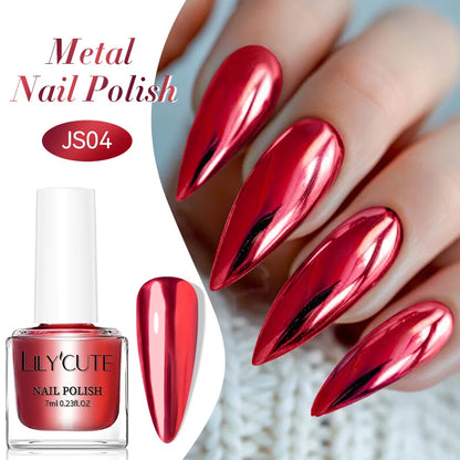 Blushimmer LILYCUTE 7ml mirror metallic nail polish bottle with red and purple mirror effect for nail art and styling.
