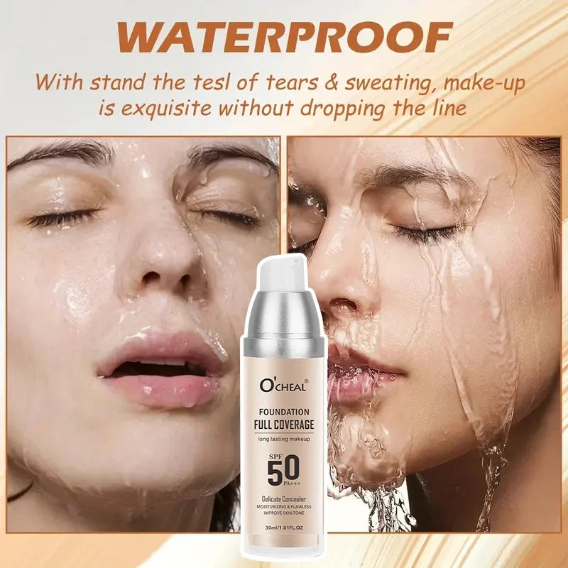 Blushimmer color-changing liquid foundation and waterproof concealer with full coverage, moisturizing, oil-control, and whitening finish.
