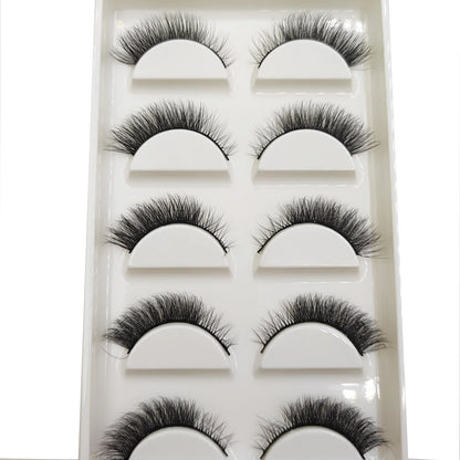 Set of 5 pairs of natural 3D mink false eyelashes by Blushimmer, perfect for makeup and beauty enhancement.