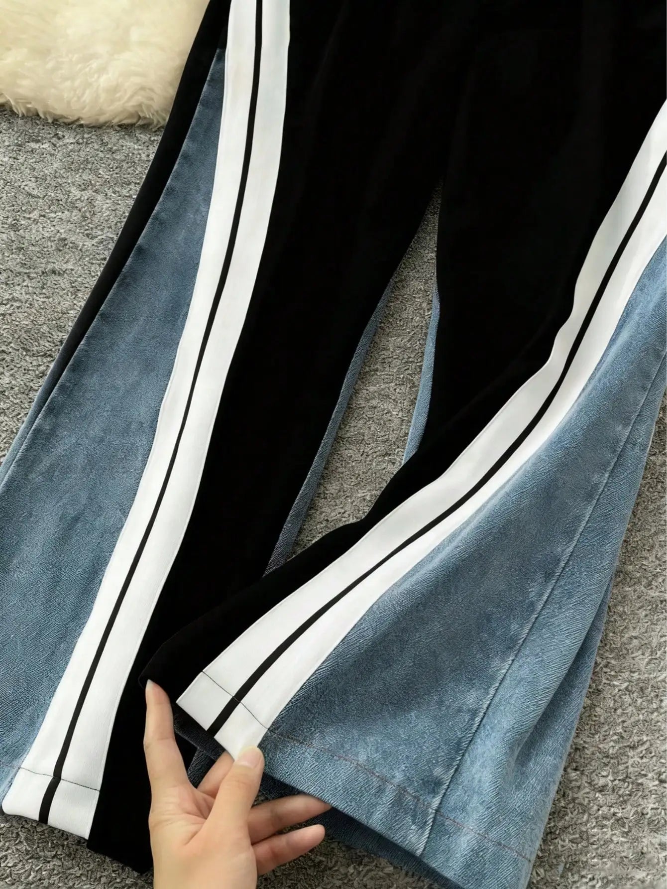 BWQ Women's Denim Patchwork Co-Ord Set - Matching Jeans Set With Color Block Design | Long Sleeve Tracksuit & Contrast Stitching