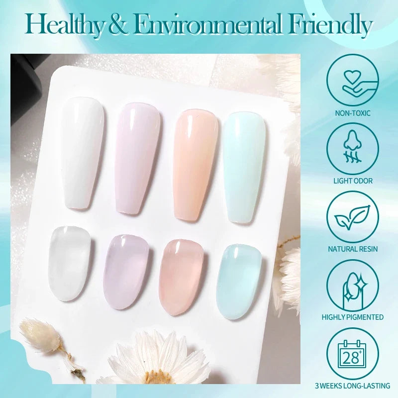 Blushimmer Born Pretty Milky Jelly Rubber Base Gel in nude color, 15ml, with self-leveling and semi-permanent UV gel for gel nails