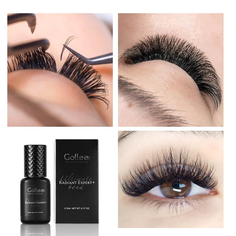 Blushimmer Gollee 1s dry eyelash adhesive with floral fragrance, waterproof bond, eyelash extension glue with bonder and lash accelerator