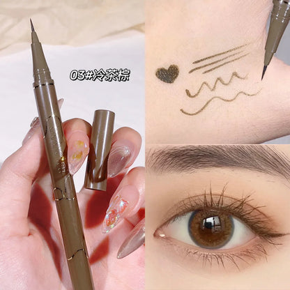 Blushimmer Slim Waterproof Liquid Eyeliner Pen in Newbie Brown, long-lasting, sweat-proof, smudge-free for precise eye definition.