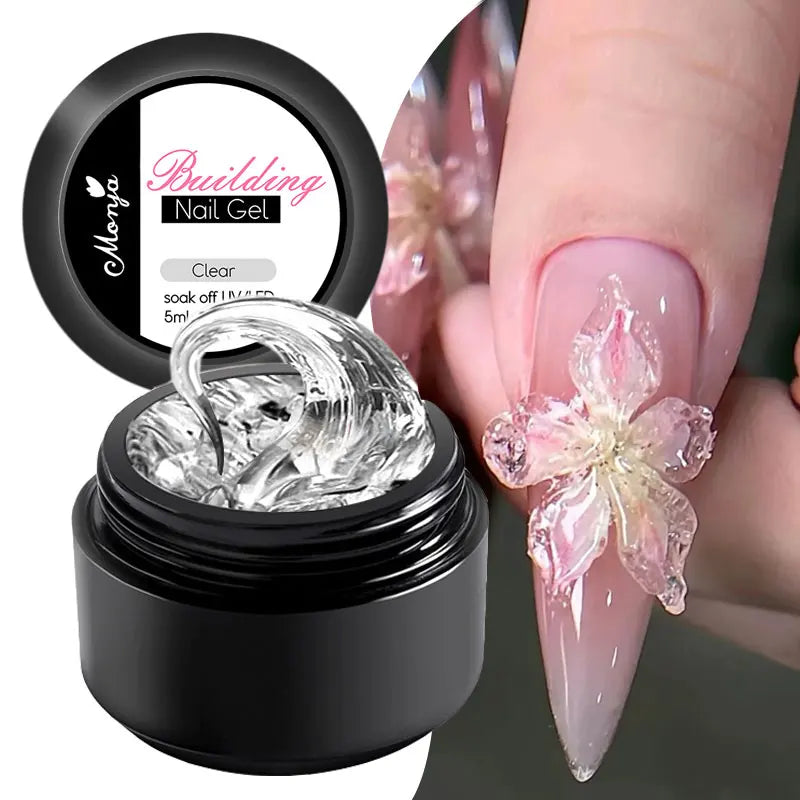 Blushimmer 5/15ml clear non-stick hand extension gel in milky jelly, ideal for 3D shaping, sculpting, and carving nails.
