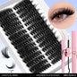 Blushimmer GROINNEYA DIY eyelash extension kit with mixed eyelash clusters, lash bond, seal, and tweezers for at-home lash application.