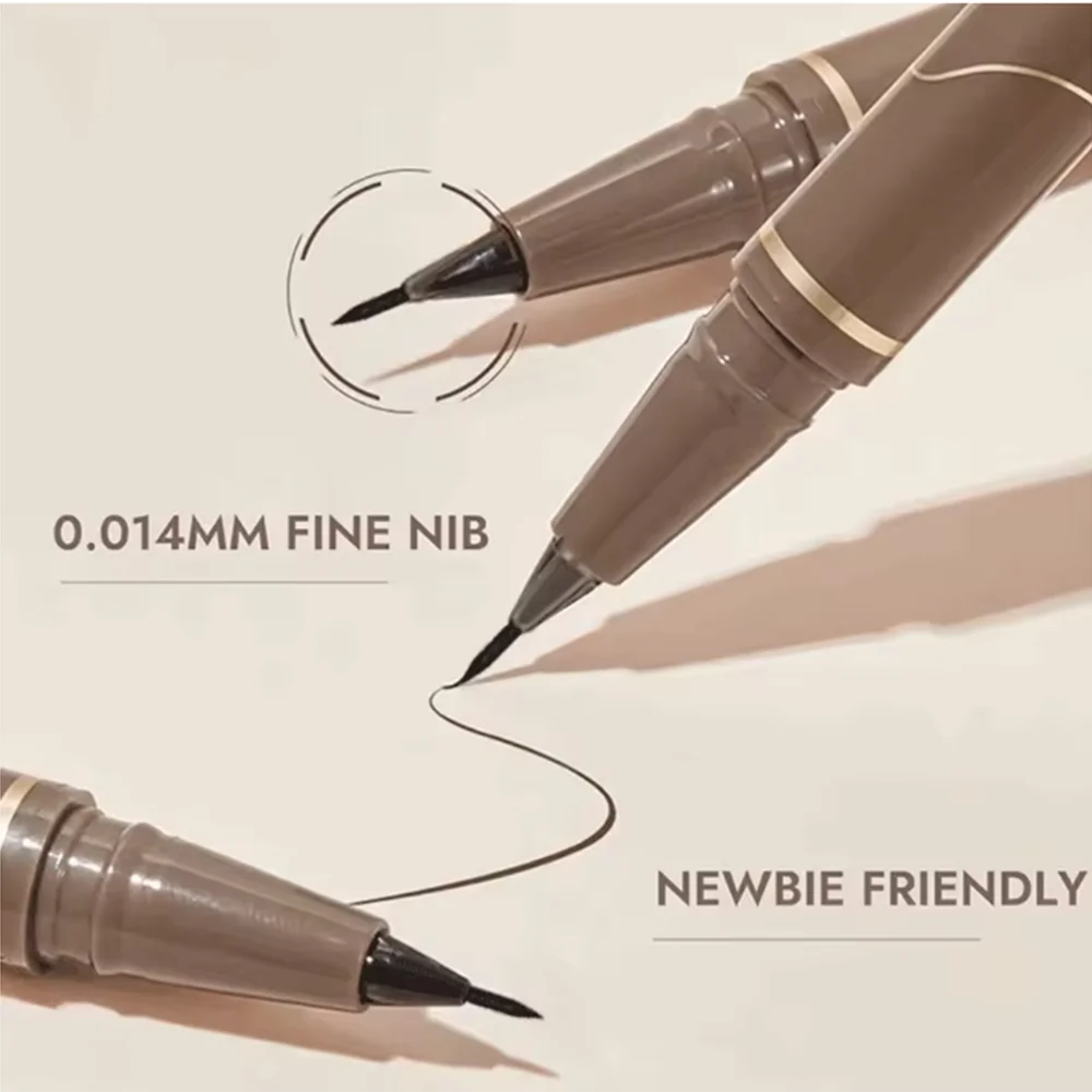 Black waterproof liquid eyeliner pen with fine tip from Blushimmer, designed for precise, long-lasting eye makeup application.