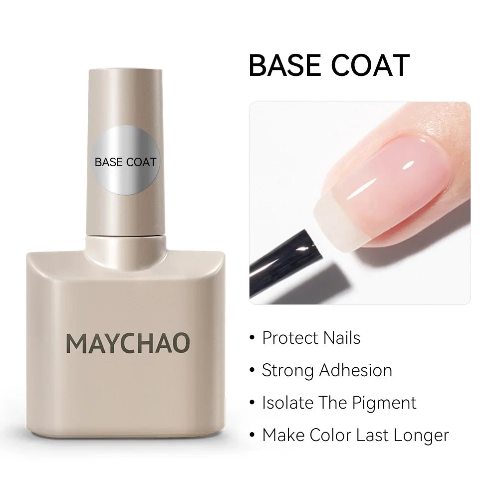Blushimmer MAYCHAO 12ml jelly gel nail polish top coat for UV LED gel nails, semi-permanent, soak-off, long-lasting manicure.