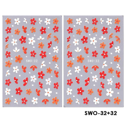 Colorful Blushimmer nail art stickers featuring flowers, hearts, cherries, strawberries, bows, butterflies for cute manicures.