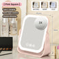 Blushimmer LED makeup mirror with touch dimming, 3X magnifier, portable rechargeable vanity mirror on desk with flip light