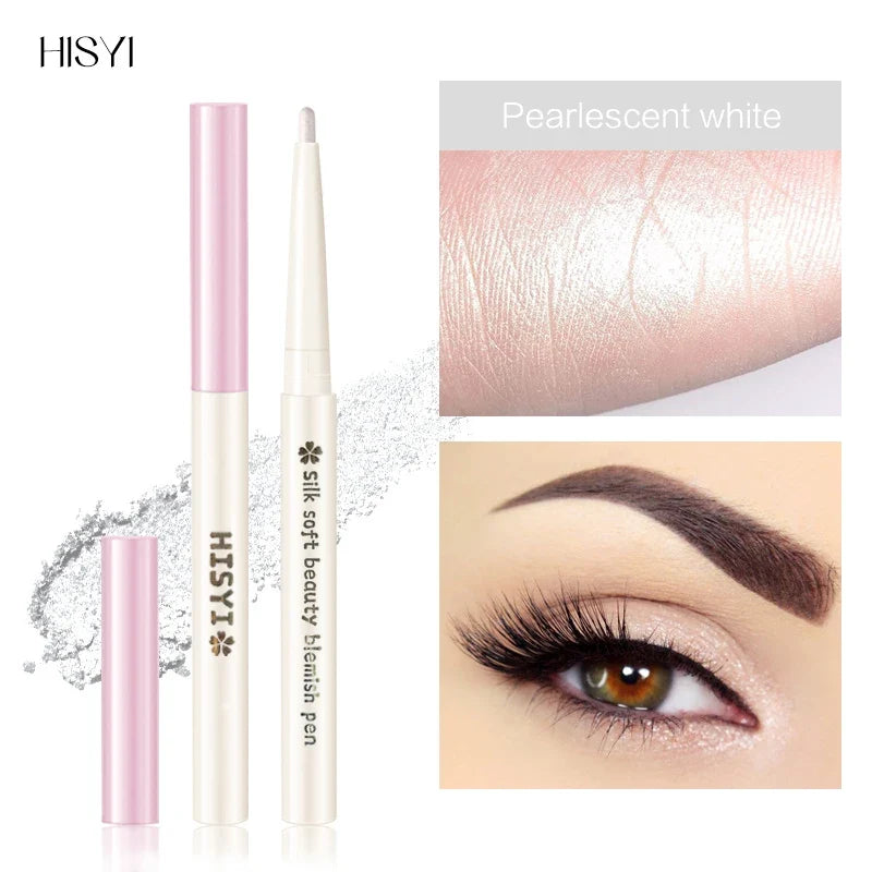 Blushimmer Hisyi 2-in-1 lying silkworm eyeliner and highlighter pen with dual tips for precise makeup application.