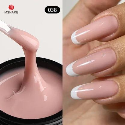 Blushimmer MSHARE 50ml pink gel builder for nails, UV/LED self-leveling gel for nail extensions and construction.