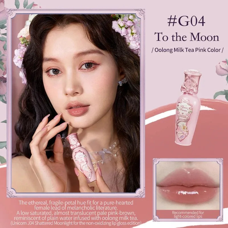 Blushimmer Flower Knows Midsummer Fairytales lip balm with coating film, providing moisturizing, non-sticky lip glow.