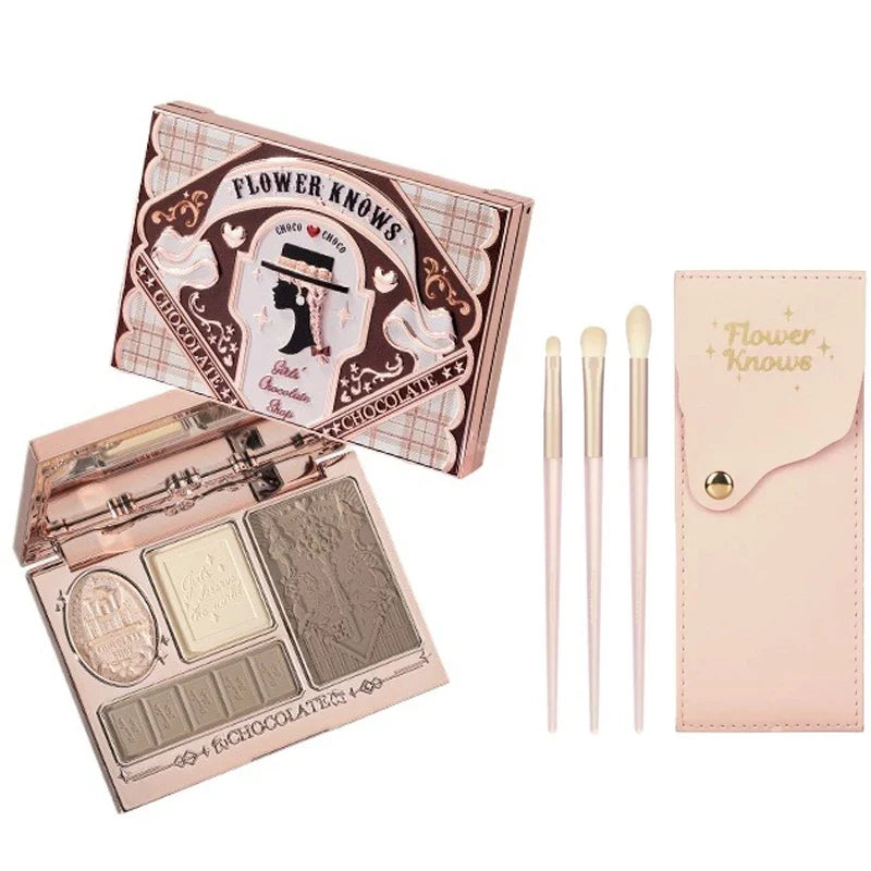 Blushimmer Flower Knows Chocolate Wonder-Shop highlighter and contour powder face palette with bronzer and illuminator for women.