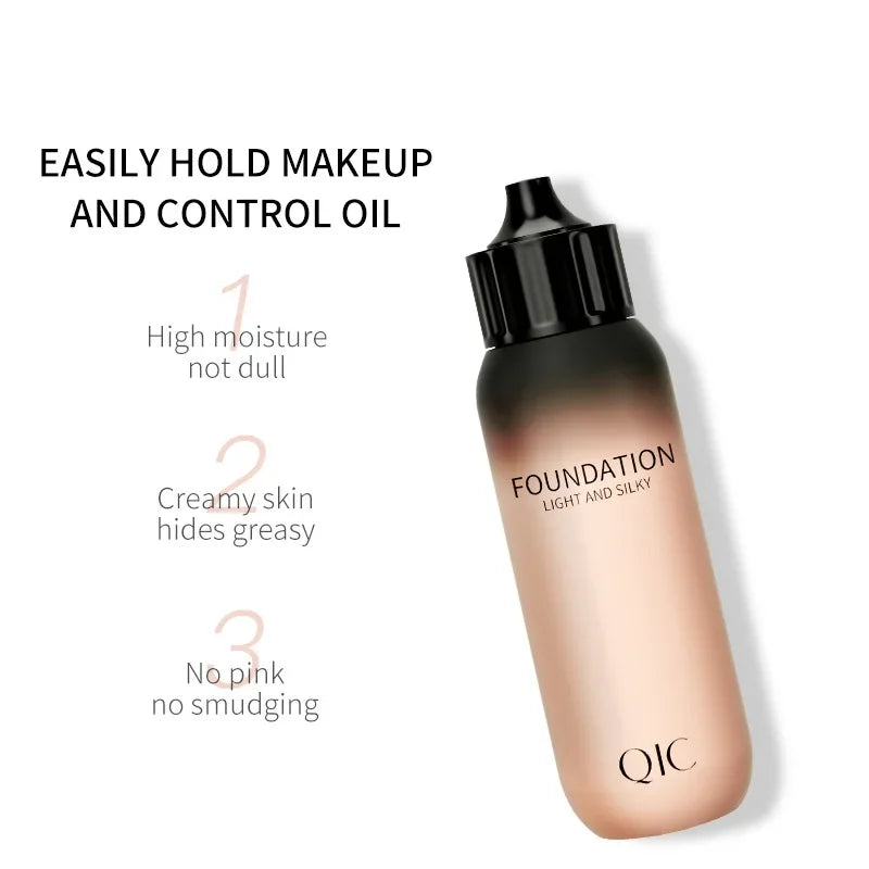 Blushimmer QIC small milk bottle liquid foundation and concealer for face, featuring moisturizing, waterproof, and brightening makeup.
