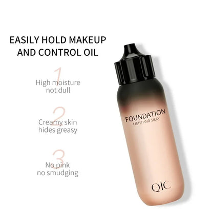Blushimmer QIC small milk bottle liquid foundation and concealer for face, featuring moisturizing, waterproof, and brightening makeup.